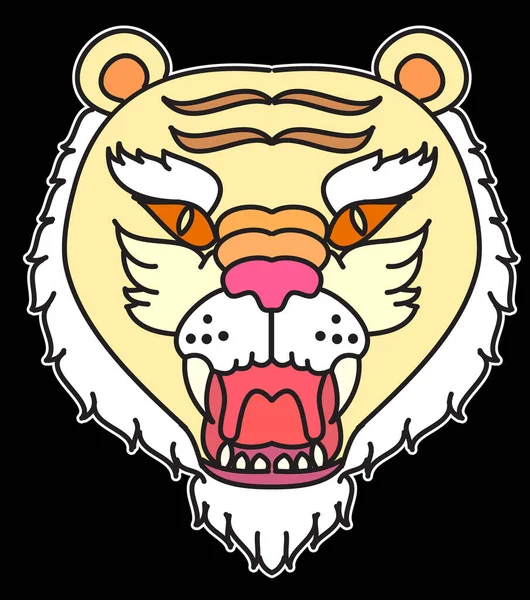 Tiger Face Sticker Vector Tiger Head Traditional Tattoo Vector Japanese — 스톡 벡터