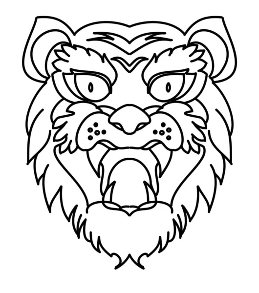 Tiger Face Sticker Vector Tiger Head Traditional Tattoo Vector Japanese — Stock Vector