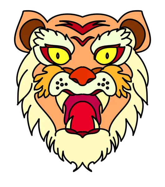 Tiger Face Sticker Vector Tiger Head Traditional Tattoo Vector Japanese —  Vetores de Stock