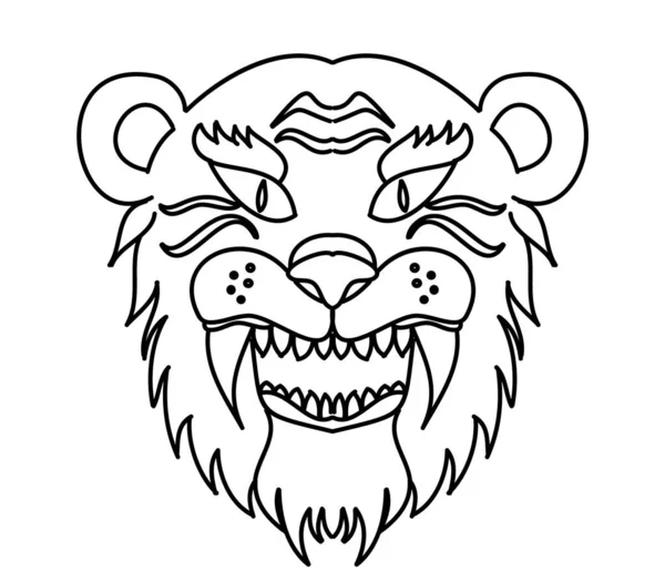 Tiger Face Sticker Vector Tiger Head Traditional Tattoo Vector Japanese — Vettoriale Stock