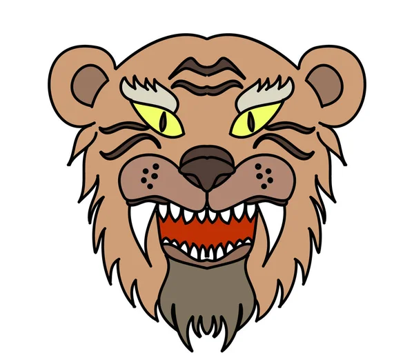 Tiger Face Sticker Vector Tiger Head Traditional Tattoo Vector Japanese — Stok Vektör