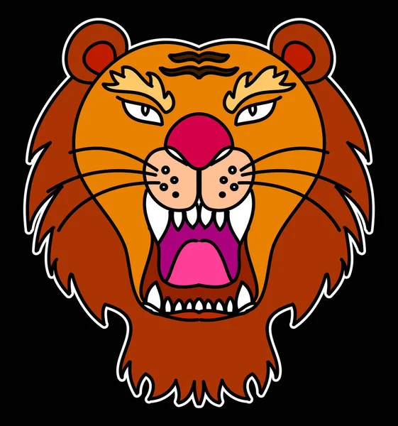 Tiger Face Sticker Vector Tiger Head Traditional Tattoo Vector Japanese — 图库矢量图片