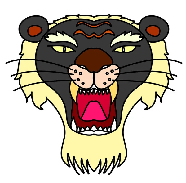 Tiger Face Sticker Vector Tiger Head Traditional Tattoo Vector Japanese — Image vectorielle