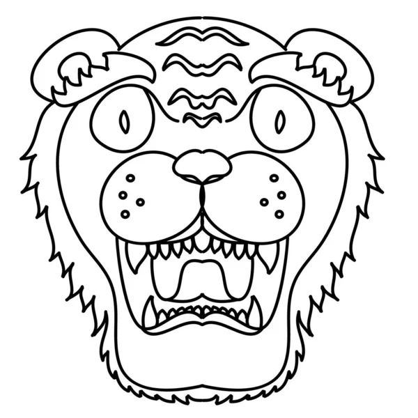 Tiger Face Sticker Vector Tiger Head Traditional Tattoo Vector Japan — стоковый вектор