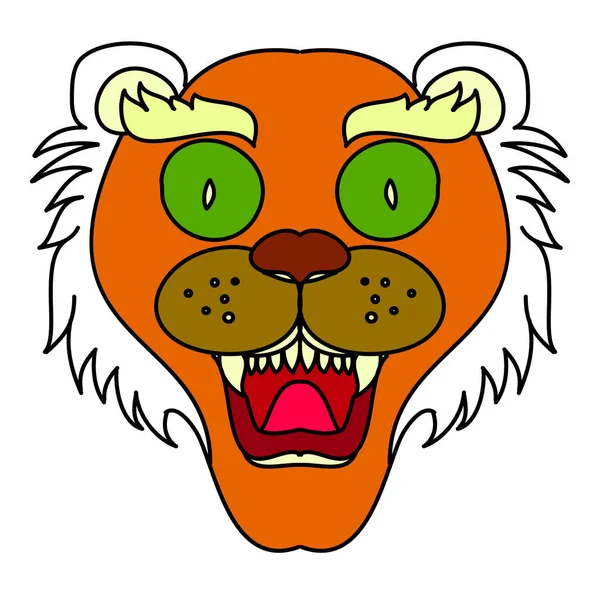 Tiger Face Sticker Vector Tiger Head Traditional Tattoo Vector Japanese —  Vetores de Stock