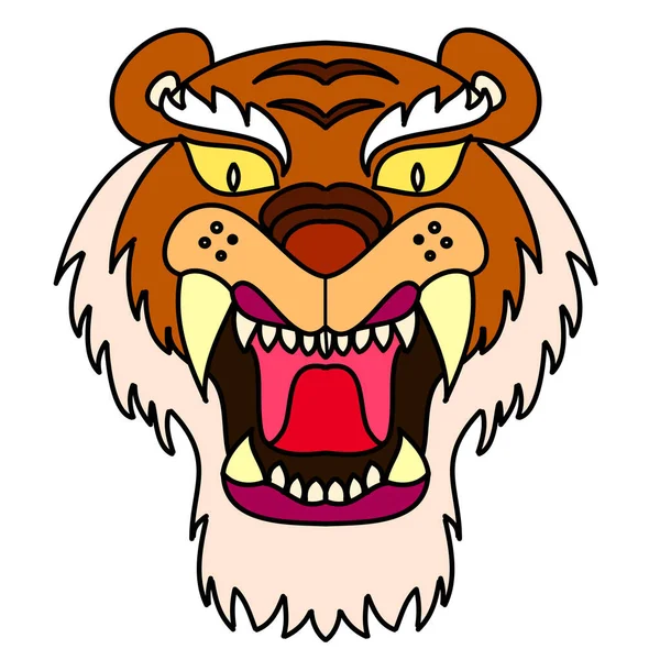 Tiger Face Sticker Vector Tiger Head Traditional Tattoo Vector Japanese — Stockový vektor