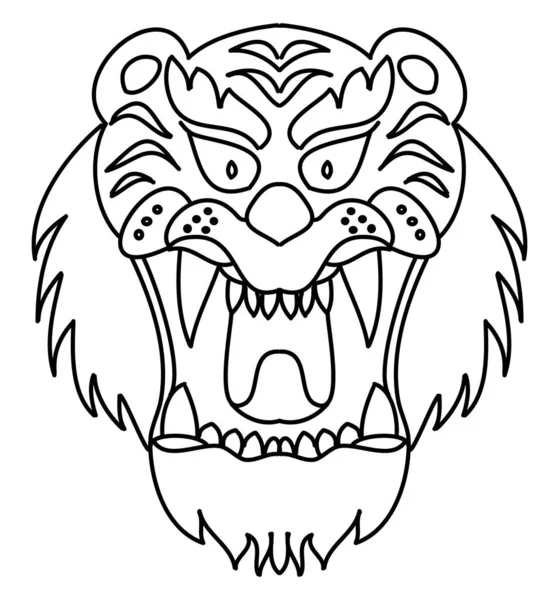 Tiger Face Sticker Vector Tiger Head Traditional Tattoo Vector Japanese — Stok Vektör