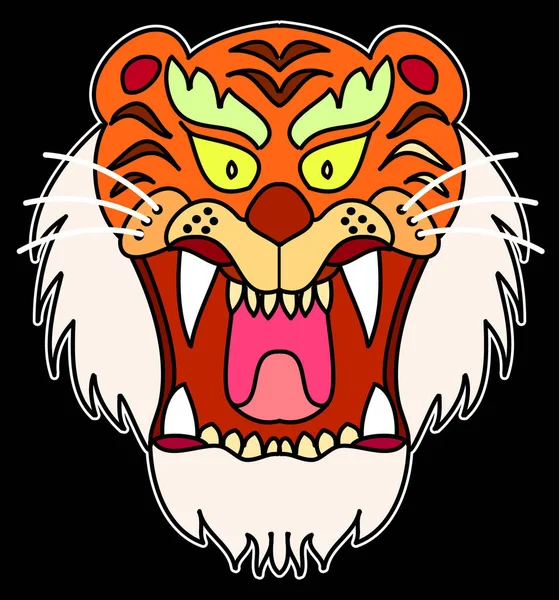 Tiger Face Sticker Vector Tiger Head Traditional Tattoo Vector Japanese — Stockový vektor