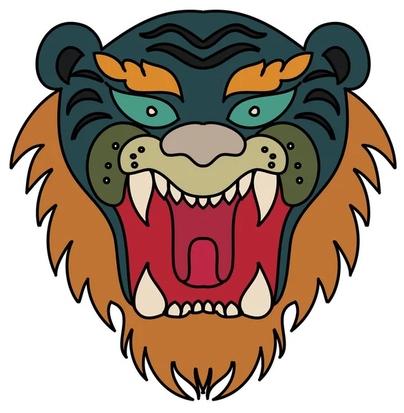 Tiger Face Sticker Vector Tiger Head Traditional Tattoo Vector Japanese — Image vectorielle
