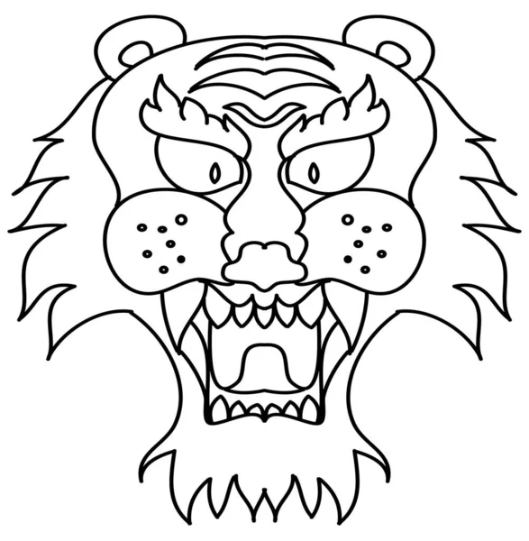 Tiger Face Sticker Vector Tiger Head Traditional Tattoo Vector Japanese — Stok Vektör