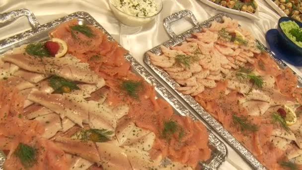 Nourriture savoureuse au buffet — Video