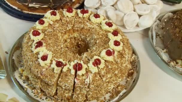 Торт смачний десерт — стокове відео