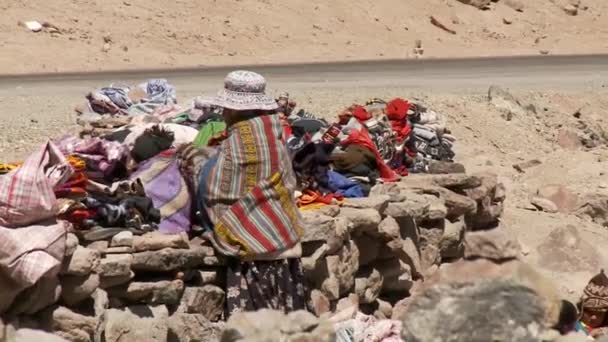 Peru - ca november 2010: gatuförsäljare säljer sitt hantverk till turister i peru ca november 2010. — Stockvideo