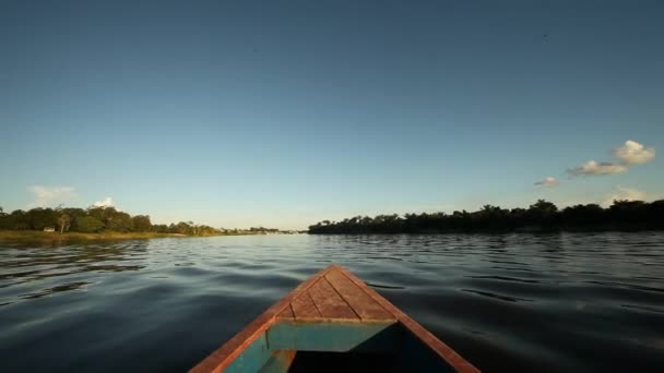 Båttur på floden Amazonas — Stockvideo