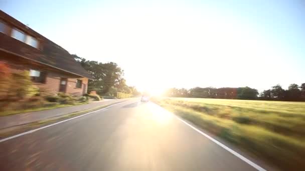 Carro dirigindo através da floresta — Vídeo de Stock