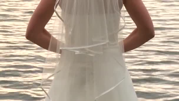 Невеста в свадебном платье — стоковое видео