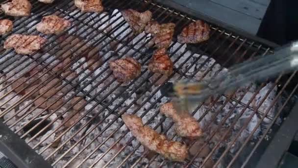 Meat on the grill — Stock Video