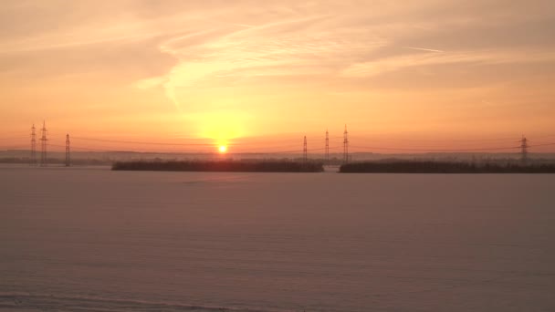 Puesta de sol invierno — Vídeos de Stock