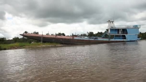 Bootsfahrt auf dem Amazonas — Stockvideo