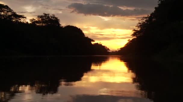 アマゾンの川のカヌーの旅 — ストック動画