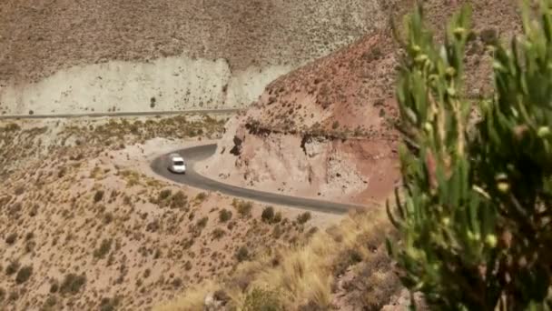 Auto po Pouštní silnici v Andách — Stock video