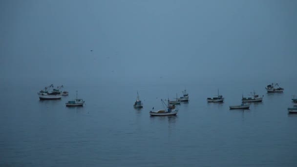 Fishing boats in the ocean — Stock Video