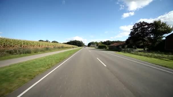 Carro dirigindo através da floresta — Vídeo de Stock