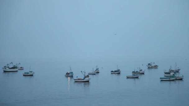 Bateaux de pêche dans l'océan — Video