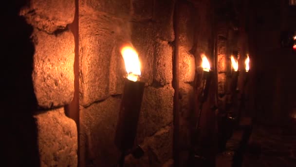 Torches on the wall — Stock Video