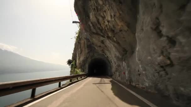 Road tunnel at lake Garda — Stock Video
