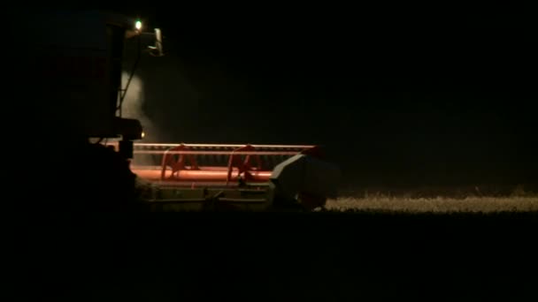 Combine harvester at night — Stock Video