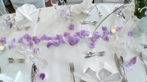 Decorazione tavola con petali — Video Stock