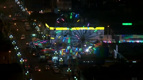 Ferris wheel at night — Stock Video