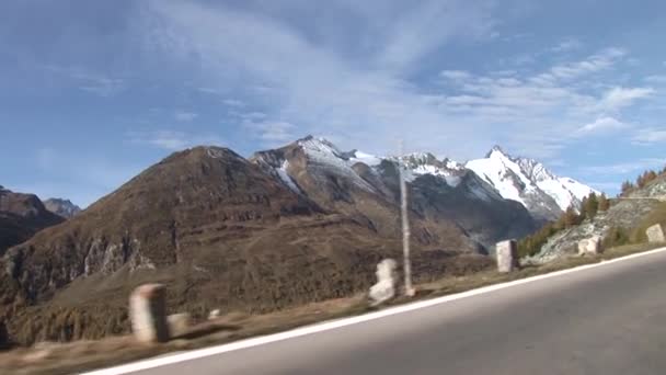 Driving on road in Austrian alps — Stock Video