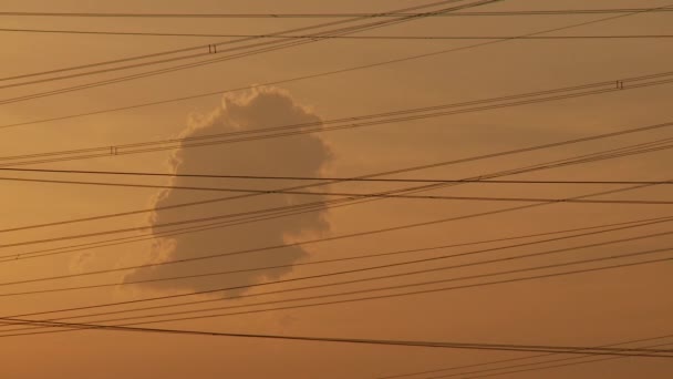 Power poles in the red sunset — Stock Video
