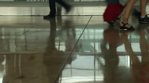 Passagiers op een luchthaven — Stockvideo