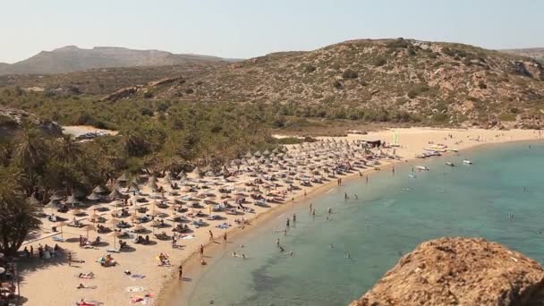 Palm beach van vai in crete, Griekenland — Stockvideo