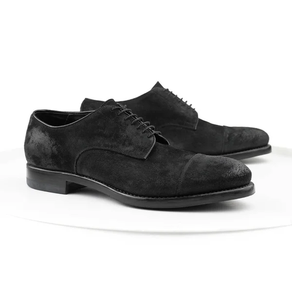 Black Suede Derby White Background — Stock Photo, Image