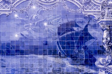 Görüntü ulusal Portekiz mavi azulejo fayansında