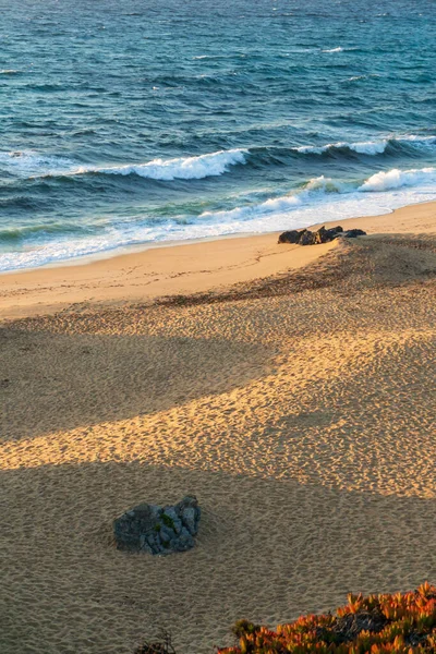 Coast Atlantic Ocean Sandy Beach Rays Setting Sun View — Stock Photo, Image