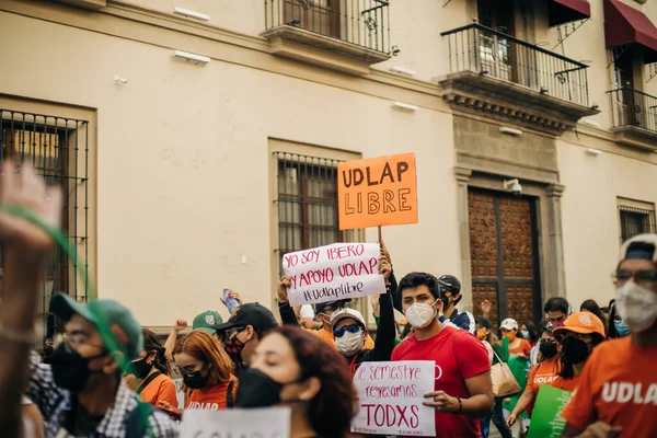 Udlap Hallgatók Demonstrálták Negyedik Napon Hogy Követelje Jogi Lemondását Campus — Stock Fotó