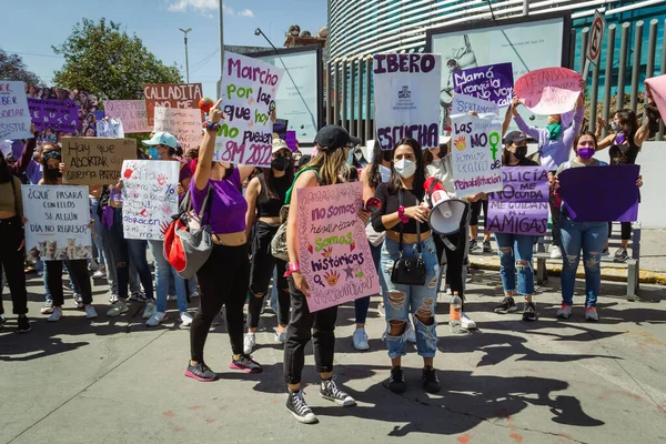 Sur Chemin Une Manifestation Féministe Pour Commémorer Journée Internationale Femme — Photo