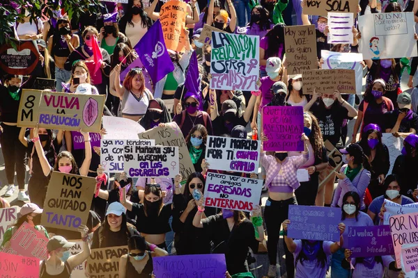Пути Феминистской Демонстрации Честь Международного Женского Дня Требуют Разъяснения Женских — стоковое фото