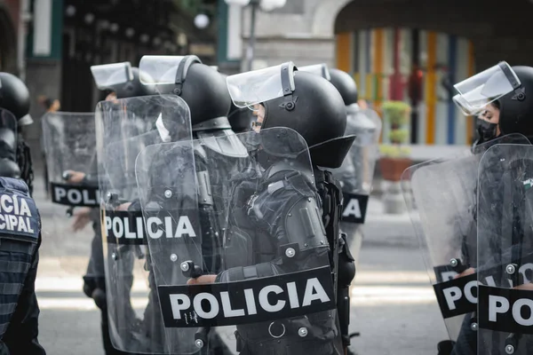 Mexické Policistky Připravují Postarat Město — Stock fotografie