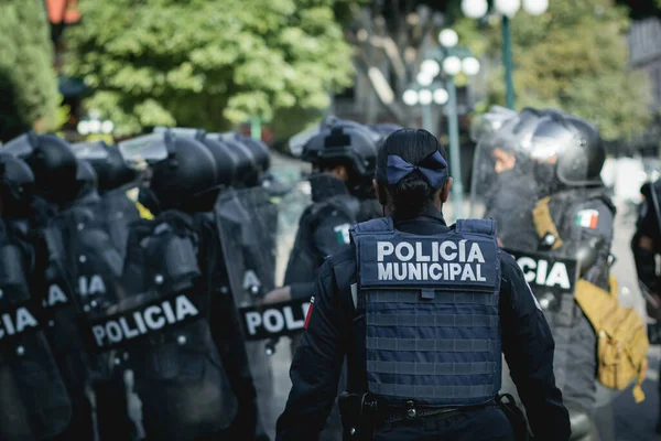 Mexické Policistky Připravují Postarat Město — Stock fotografie