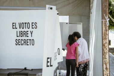 Citizens go to the polls to vote in the Citizen Consultation for the Removal of the Mandate of the President of Mexico, Andres  clipart