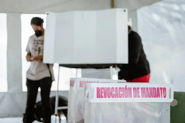 在取消墨西哥总统任期的公民协商中 公民要参加投票 Andres Manuel Lopez Obrador Amlo — 图库照片
