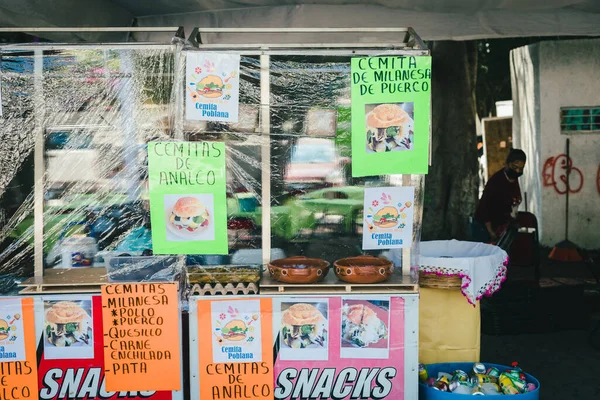 Poblano Cemitas Stand Market — Stock Photo, Image