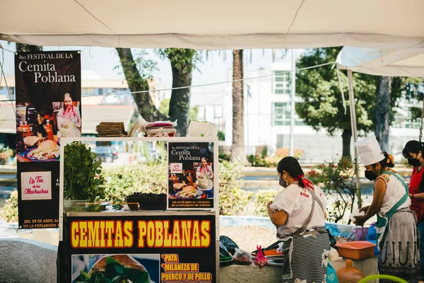 Poblano Cemitas Stand Market — Stockfoto
