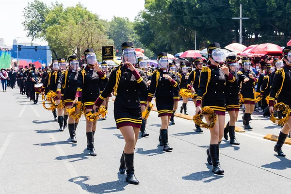 Student Music Band Parade Commemorate Battle Puebla May — Stockfoto